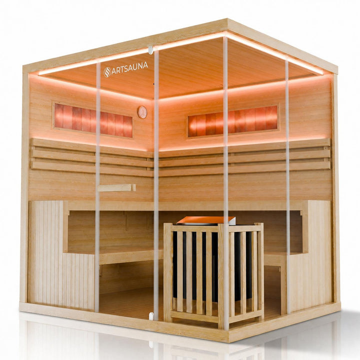 Finse sauna Vantaa – hemlockhout, met kachel en zoutstenen, naturel