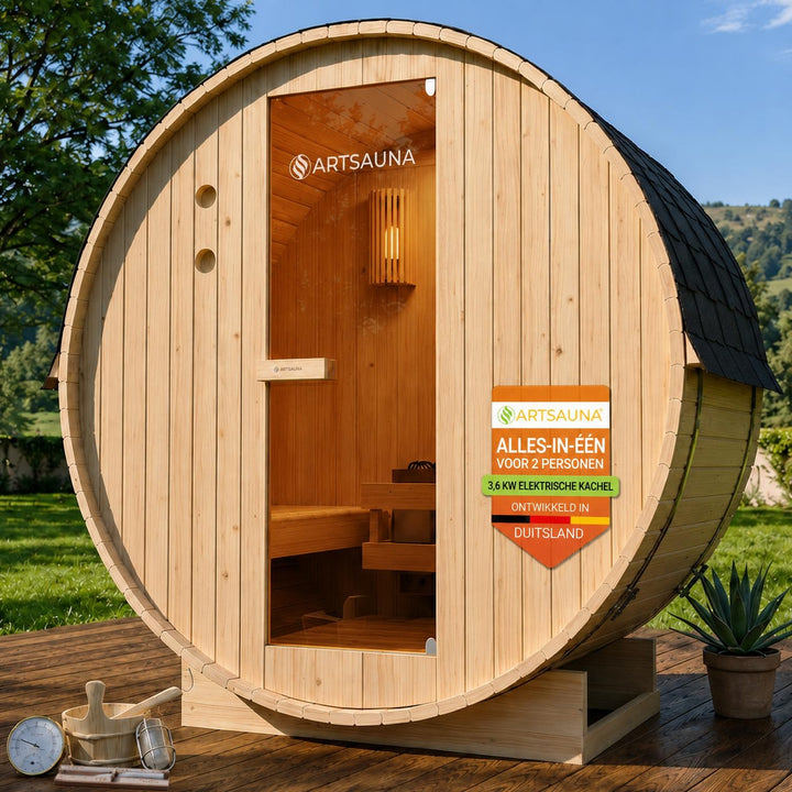 Barrelsauna Spitzbergen – vurenhout, inclusief saunakachel