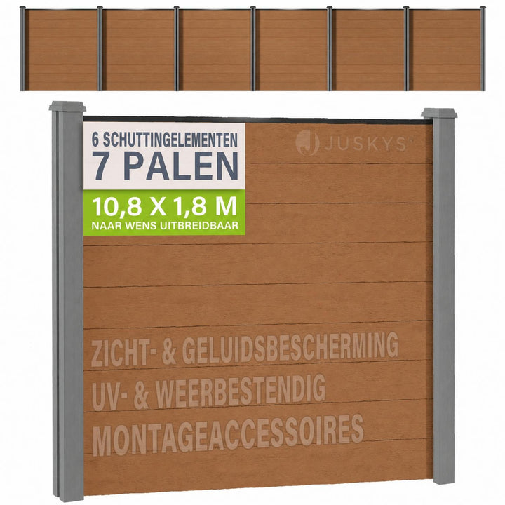 Composiet schutting teak – schuttingelementen met palen