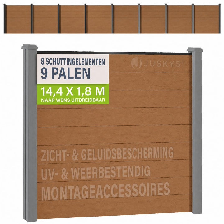 Composiet schutting teak – schuttingelementen met palen