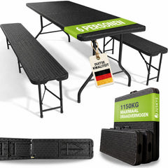 Biertafelset Amberg 180 cm – wicker, voor 6 tot 8 personen