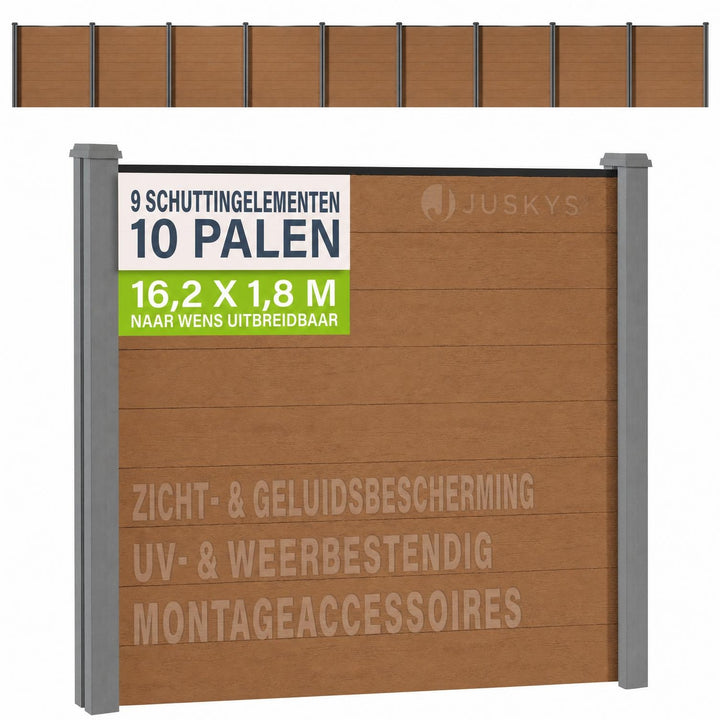 Composiet schutting teak – schuttingelementen met palen