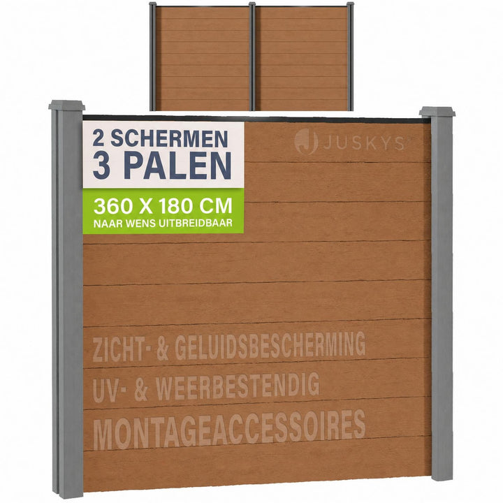 Composiet schutting teak – schuttingelementen met palen