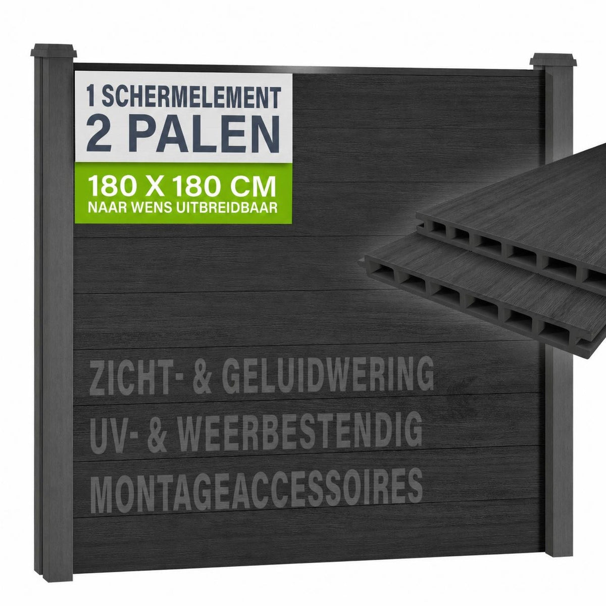 Composiet schutting antraciet
