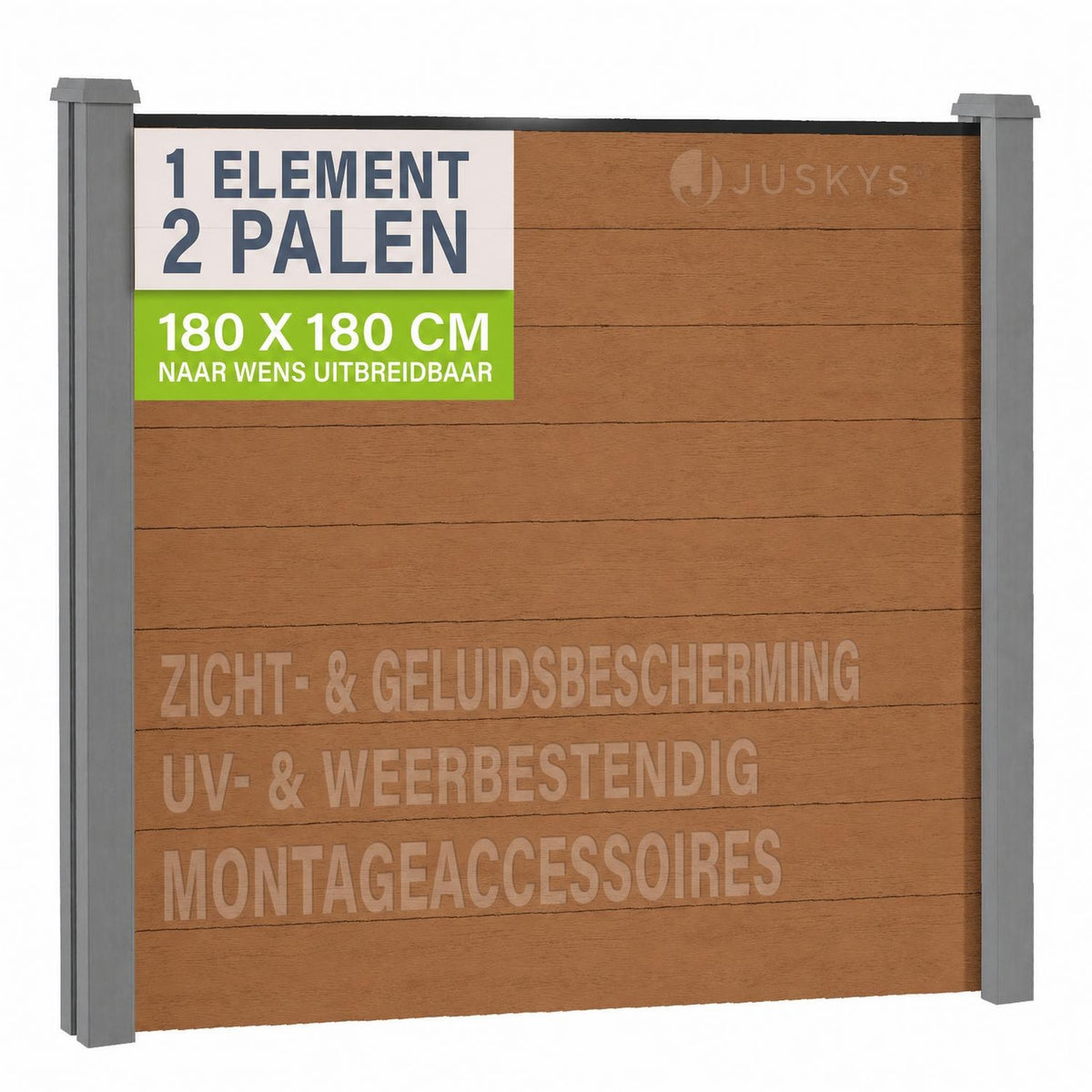 Composiet schutting teak – schuttingelementen met palen