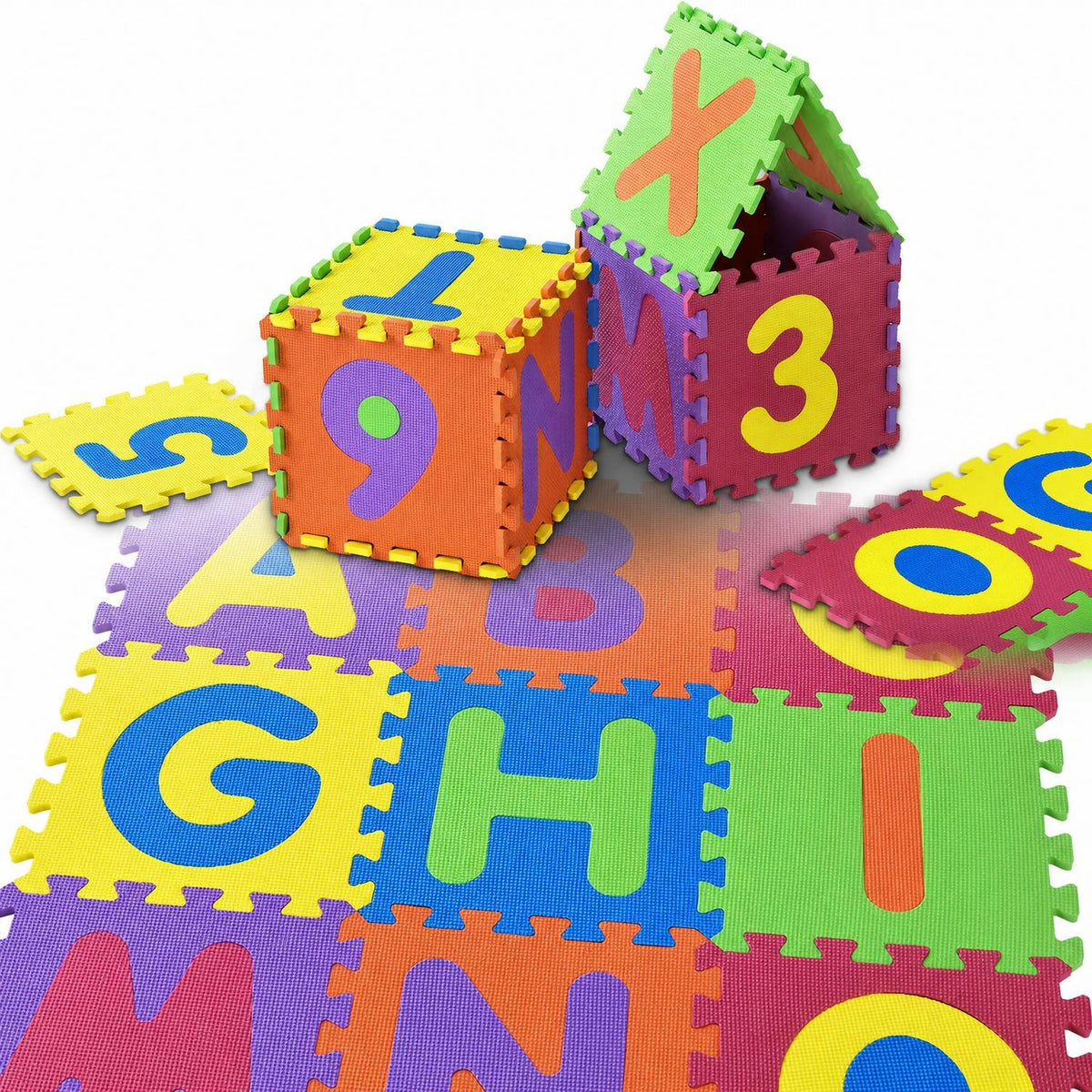 Puzzelmat Kim – 189x189 cm, 36 delen met letters en cijfers