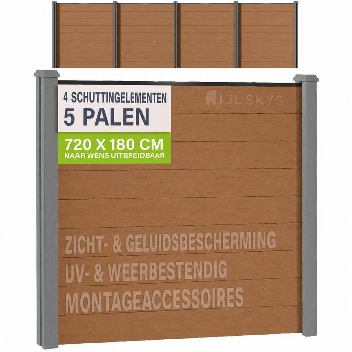 Composiet schutting teak – schuttingelementen met palen