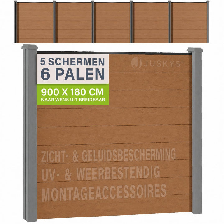 Composiet schutting teak – schuttingelementen met palen