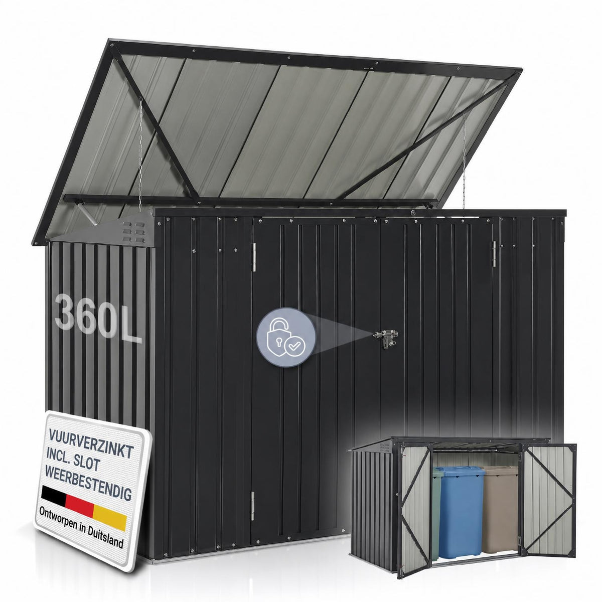 Metalen containerombouw Namur – voor 3 containers, 1,9 m²