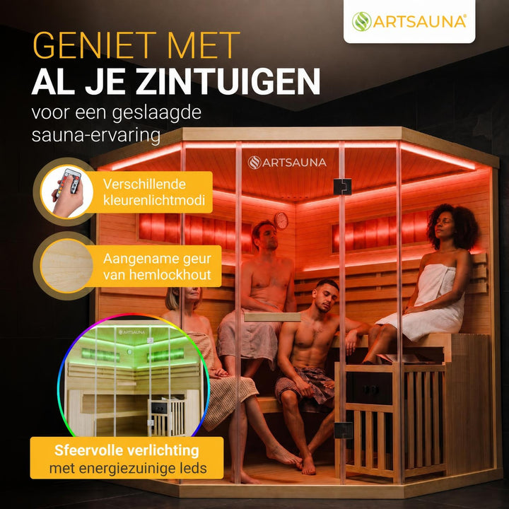 Finse sauna Vantaa – hemlockhout, met kachel en zoutstenen, naturel