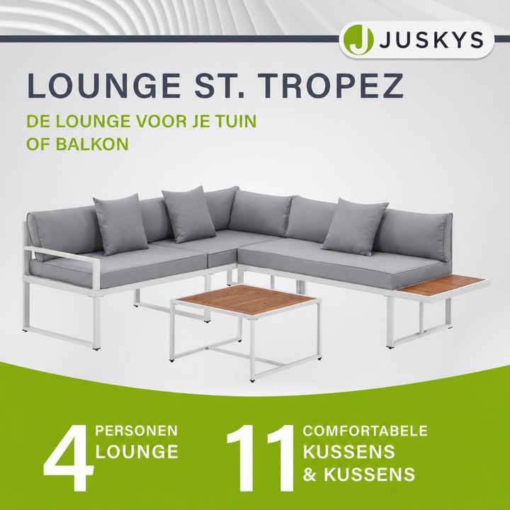 Loungeset St. Tropez – 4 personen, staal en acaciahout