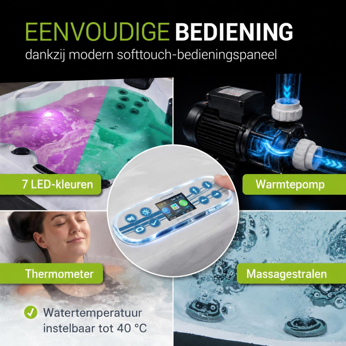 Buitenspa Oasis – 3 personen, 31 massagejets en LED-verlichting