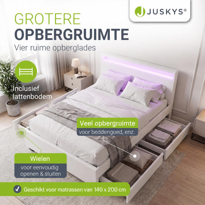 Gestoffeerd bed Lyon – met opbergruimte en lattenbodem