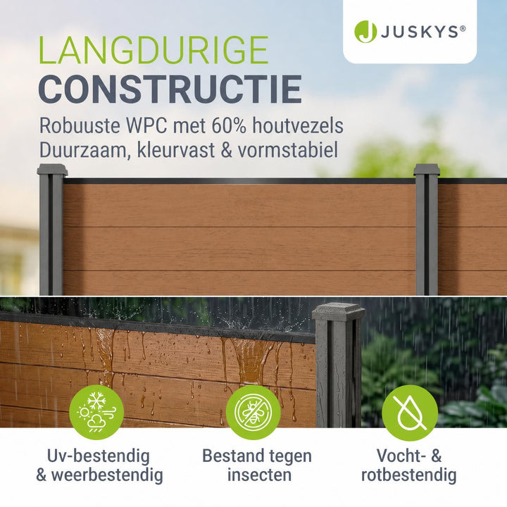 Composiet schutting teak – schuttingelementen met palen