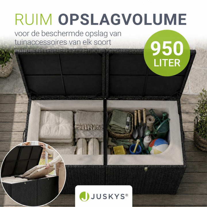 Kussenbox Ikaria van wicker – 950 liter, met binnenzeil