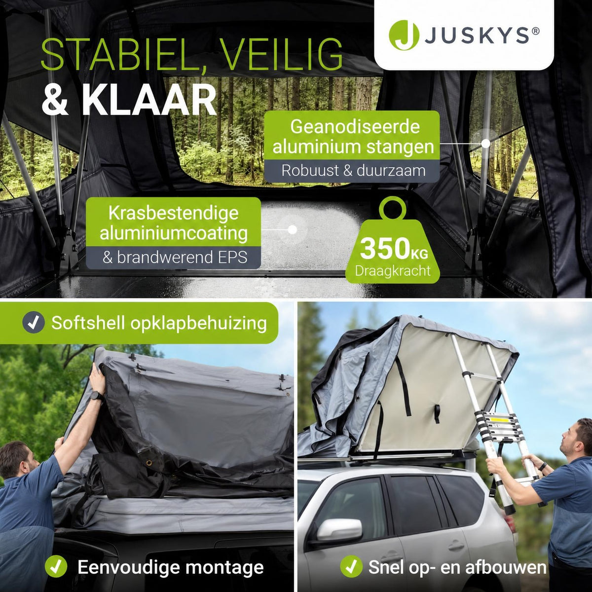 Daktent Lago voor 2-3 personen – aluminium frame en matras