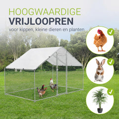 Kippenren HLS25T 2x2x2 m – verzinkt gaas met PE-dekzeil