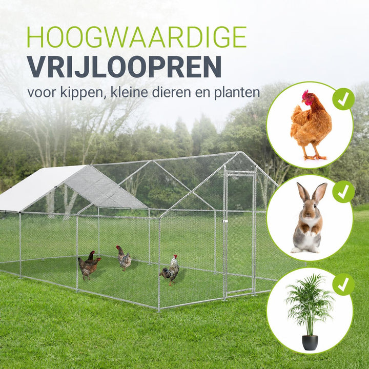 Kippenren HLS25T 2x2x2 m – verzinkt gaas met PE-dekzeil