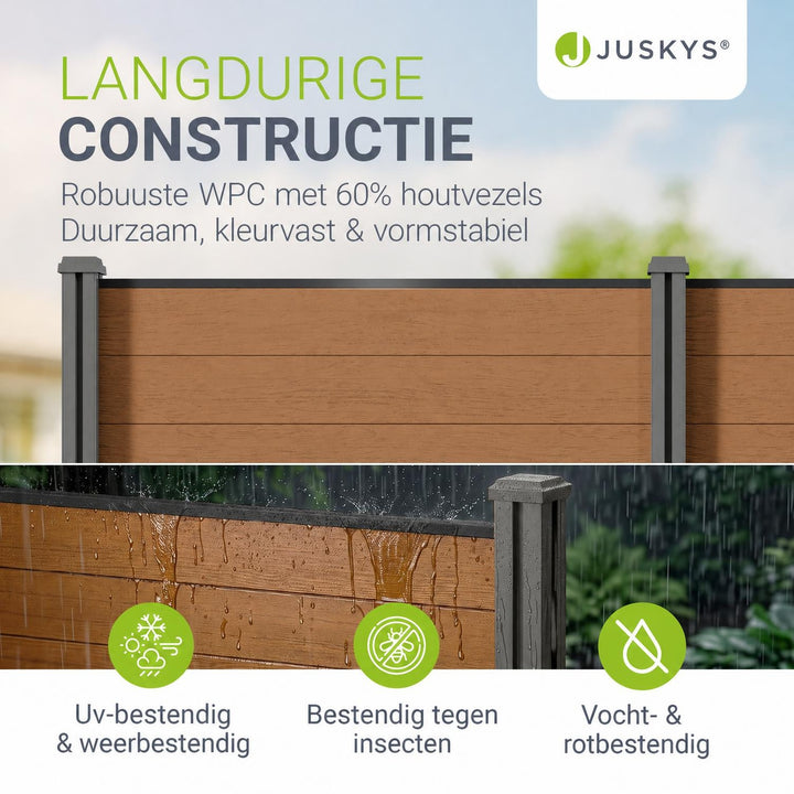 Composiet schutting teak – schuttingelementen met palen