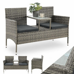 Wicker tuinbank Monaco – 2 personen, 133x63x84 cm met tafel