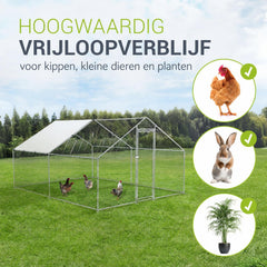 Kippenren HLS25T 2x2x2 m – verzinkt gaas met PE-dekzeil