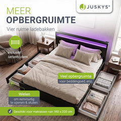 Gestoffeerd bed Lyon – met opbergruimte en lattenbodem