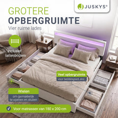 Gestoffeerd bed Lyon – met opbergruimte en lattenbodem