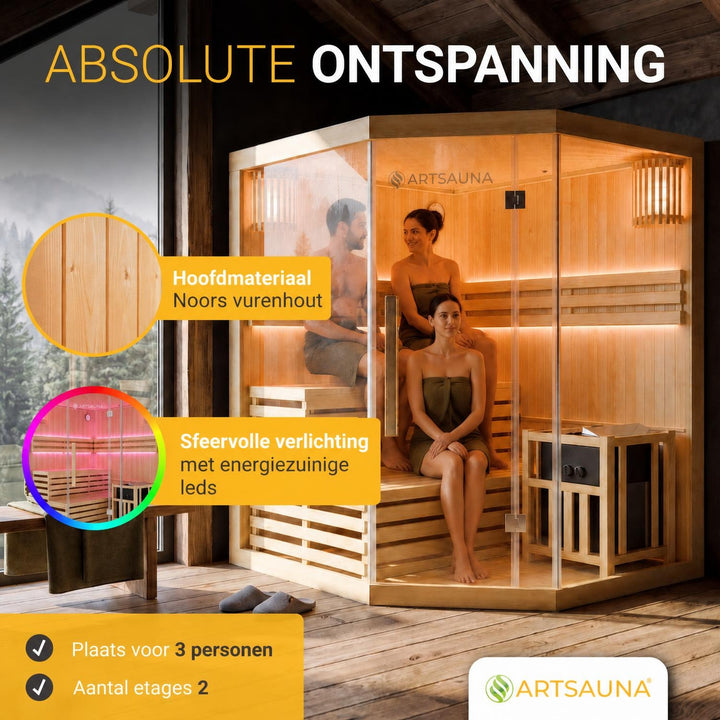 Binnensauna Espoo 150 Premium – 3 personen, Harvia-kachel