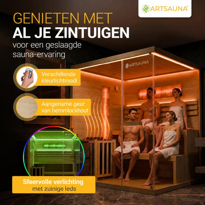 Finse sauna Vantaa – hemlockhout, met kachel en zoutstenen, naturel