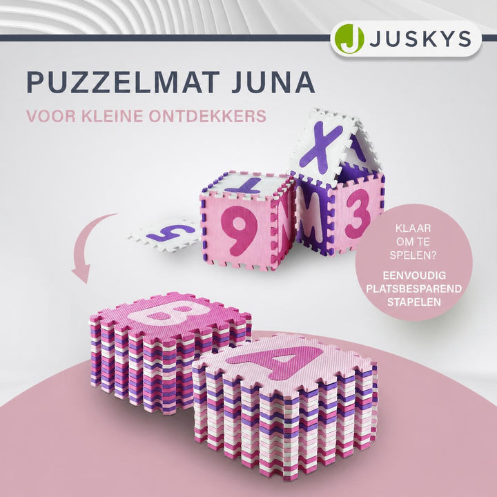 Puzzelmat Kim – 189x189 cm, 36 delen met letters en cijfers