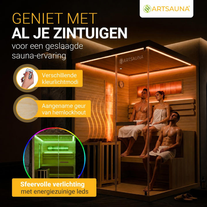 Finse sauna Vantaa – hemlockhout, met kachel en zoutstenen, naturel