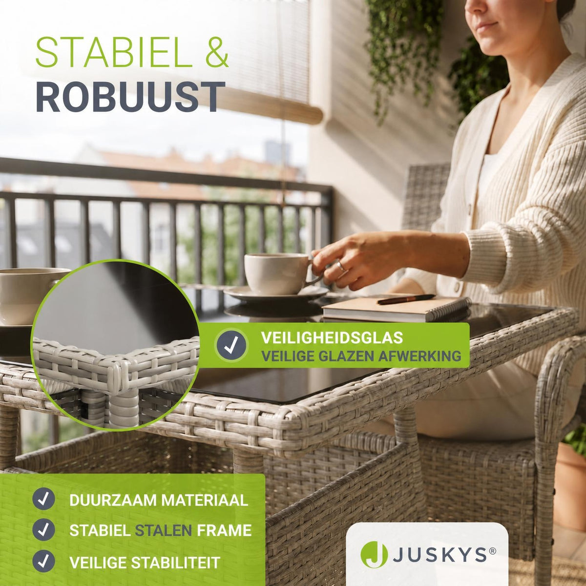 Vierkante rotan tuintafel Yoro