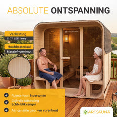 Buitensauna Fjora XL – 6 personen, 9 kW kachel