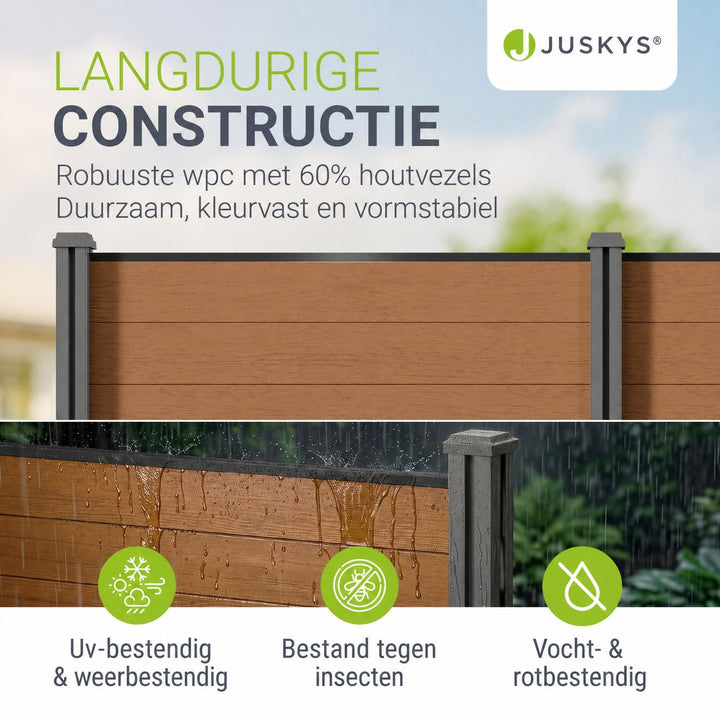 Composiet schutting teak – schuttingelementen met palen