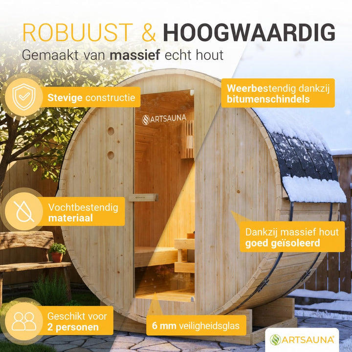 Barrelsauna Spitzbergen – vurenhout, inclusief saunakachel
