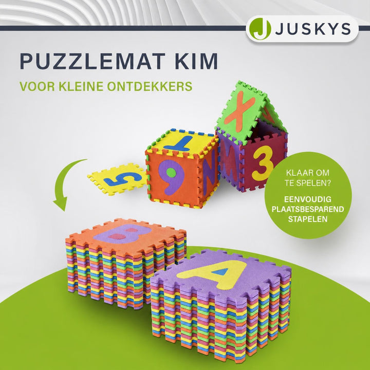 Puzzelmat Kim – 189x189 cm, 36 delen met letters en cijfers