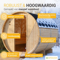 Barrelsauna Spitzbergen – vurenhout, inclusief saunakachel