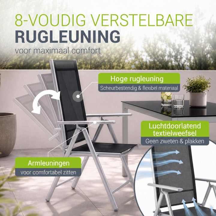 Tuinset Milano – aluminium, voor 4, 6 of 8 personen
