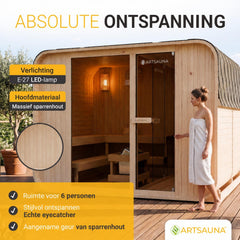 Buitensauna Fjora XXL – 6 personen, 9 kW kachel, relaxruimte