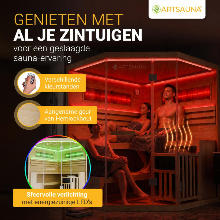 Finse sauna Vantaa – hemlockhout, met kachel en zoutstenen, naturel