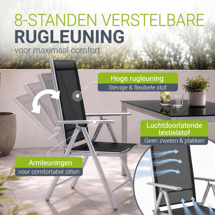 Tuinset Milano – aluminium, voor 4, 6 of 8 personen