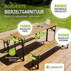 Biertafelset Bichl 170 cm – hout, voor 6 tot 8 personen
