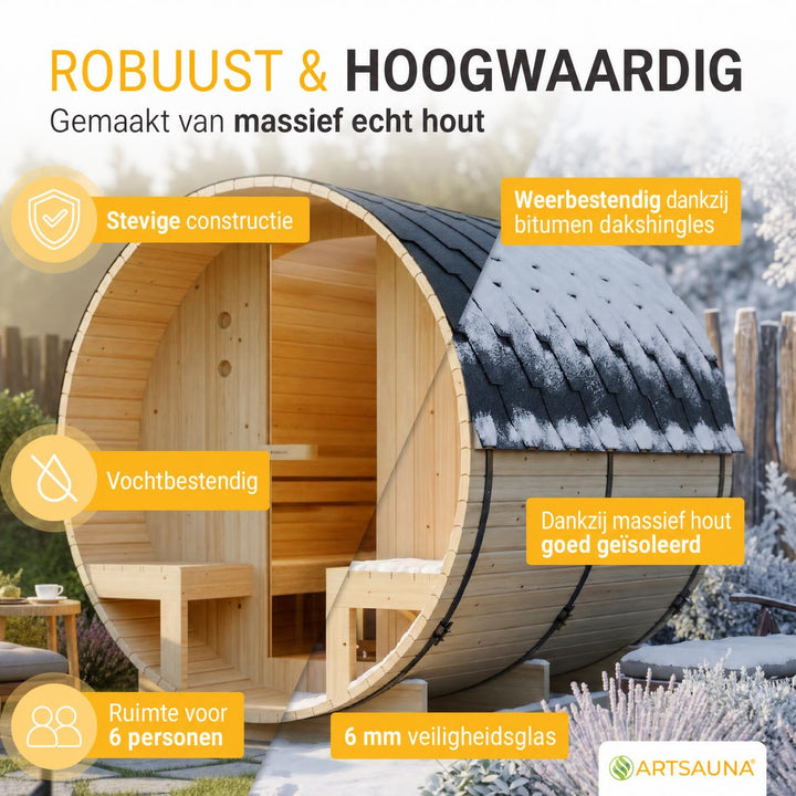 Barrelsauna Spitzbergen – vurenhout, inclusief saunakachel