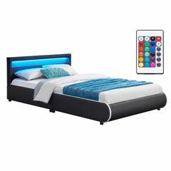 Gestoffeerd bed Sevilla 140x200 cm – wit, met LED-verlichting