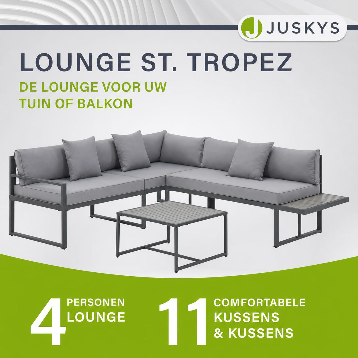 Loungeset St. Tropez – 4 personen, staal en acaciahout