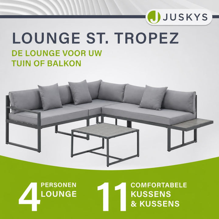 Loungeset St. Tropez – 4 personen, staal en acaciahout