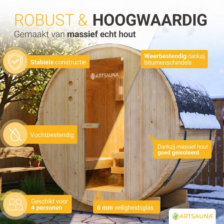 Barrelsauna Spitzbergen – vurenhout, inclusief saunakachel