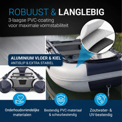 Rubberboot 3,20 m – 2 zitbanken, complete set met peddels
