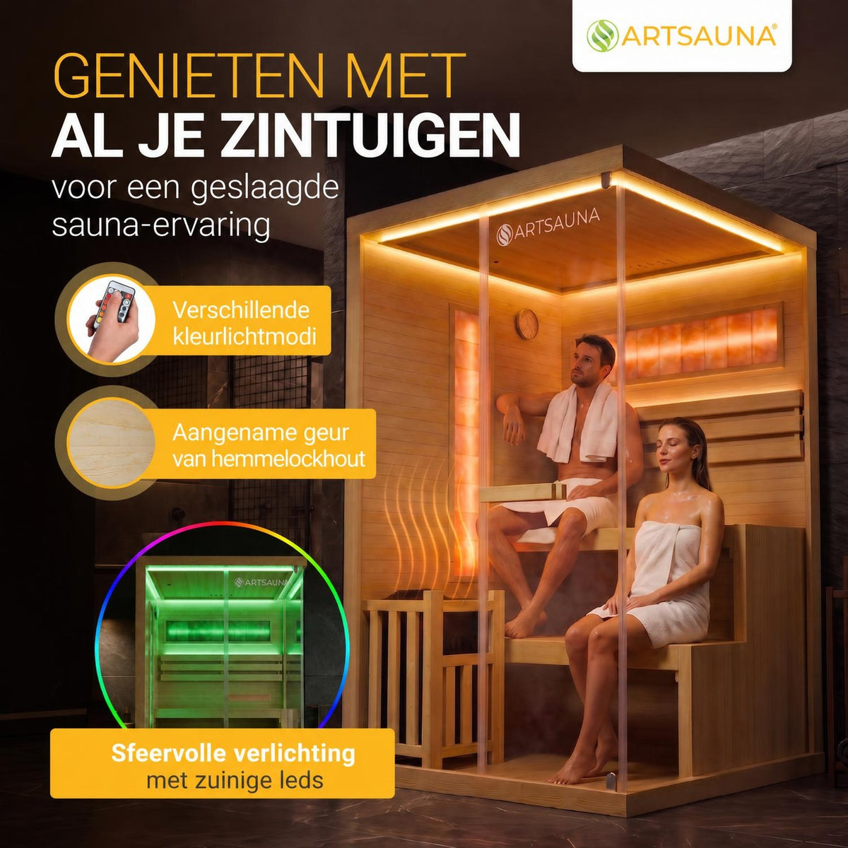 Finse sauna Vantaa – hemlockhout, met kachel en zoutstenen, naturel
