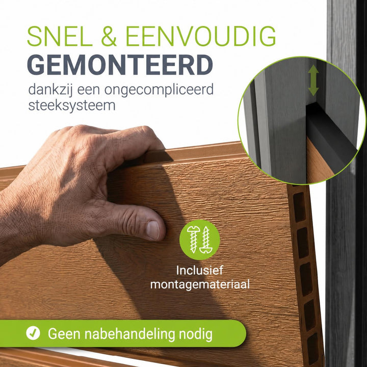 Composiet schutting teak – schuttingelementen met palen